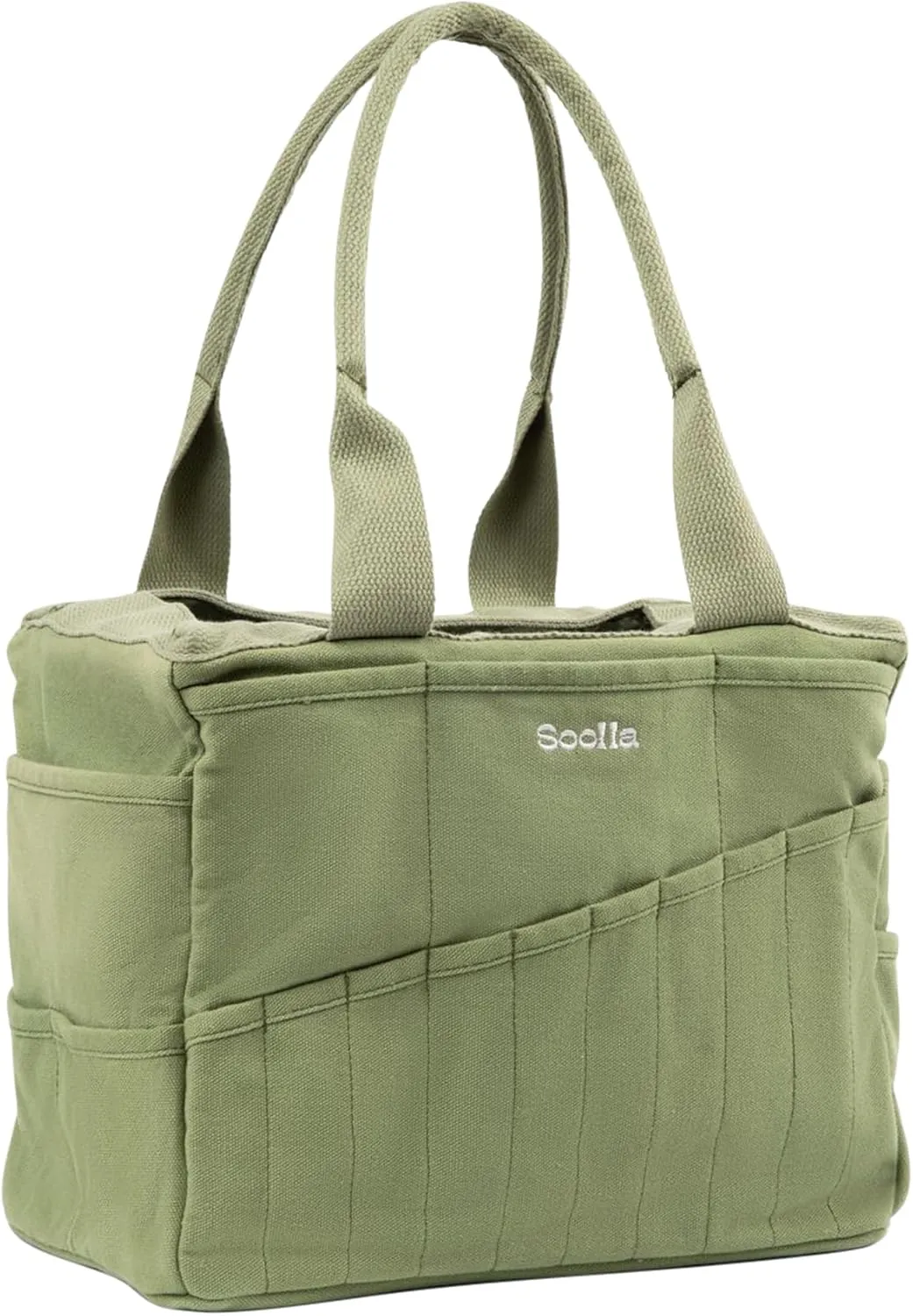 Studio Bag: Pottery Tool Bag, Art Supply Storage, Knitting Yarn Organizer, Crochet Projects, & Washable Craft Tote, 30 Pockets, 25  Canvas Colors, Student Artist Gift (Ganja Green)
