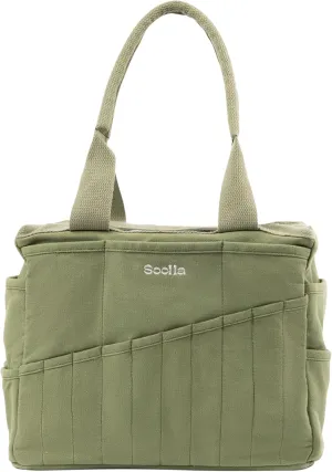 Studio Bag: Pottery Tool Bag, Art Supply Storage, Knitting Yarn Organizer, Crochet Projects, & Washable Craft Tote, 30 Pockets, 25  Canvas Colors, Student Artist Gift (Ganja Green)