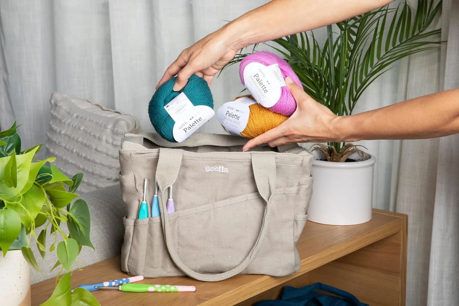 Studio Bag: Pottery Tool Bag, Art Supply Storage, Knitting Yarn Organizer, Crochet Projects, & Washable Craft Tote, 30 Pockets, 25  Canvas Colors, Student Artist Gift (Ganja Green)