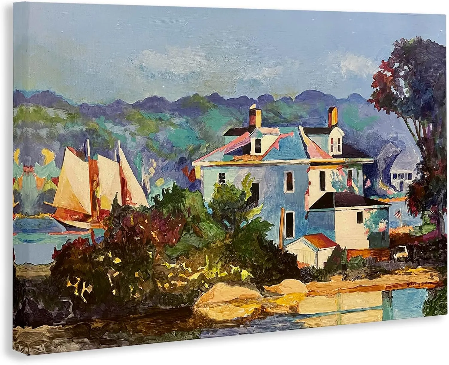 Stupell Industries Coastal Gloucester Houses Canvas Wall Art Design by Greg Gorham, 30 x 20