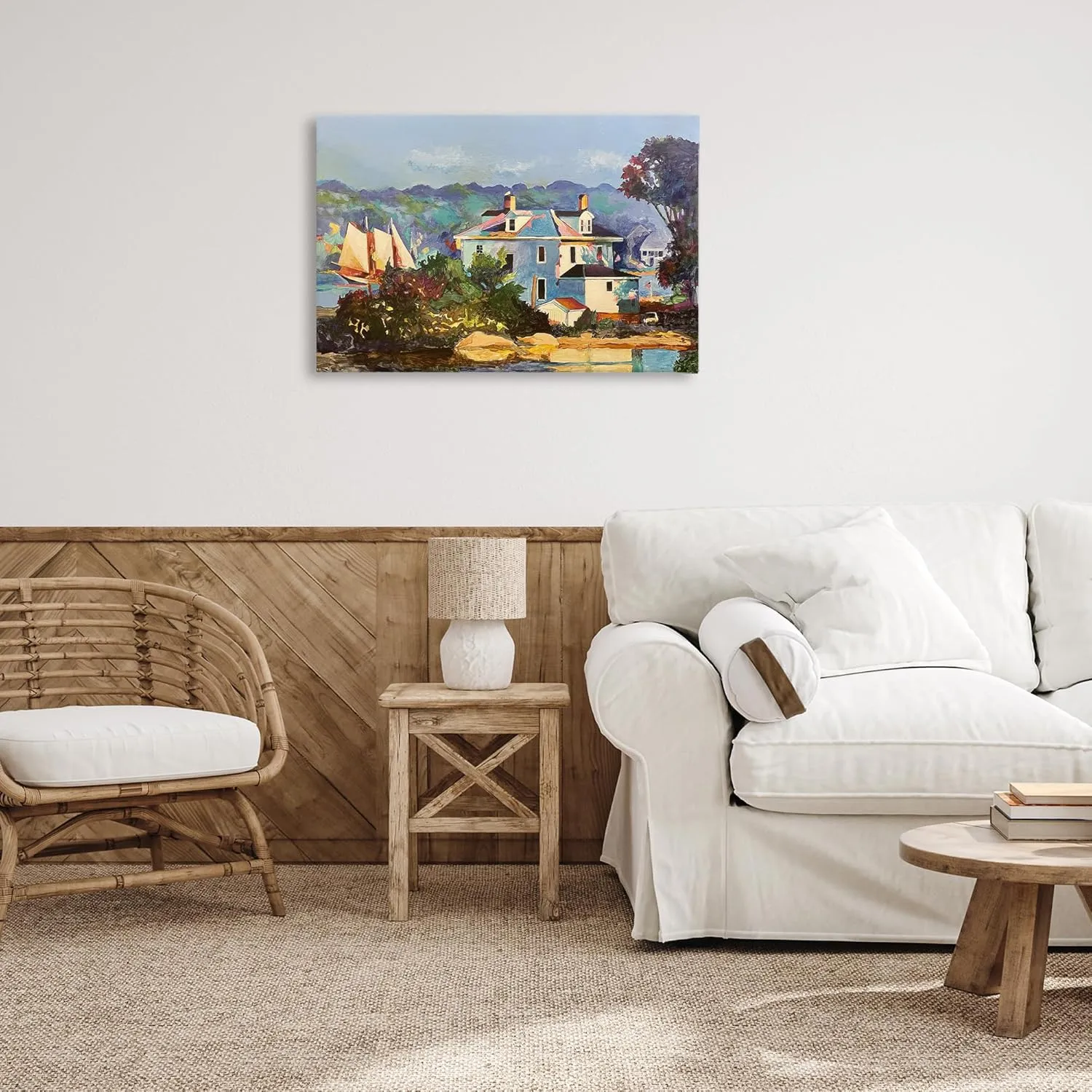 Stupell Industries Coastal Gloucester Houses Canvas Wall Art Design by Greg Gorham, 30 x 20