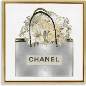 Stupell Industries Flowers in Silver Bag Gold Framed Floater Canvas Wall Art, design by Madeline Blake, 25 x 25