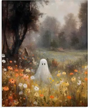 Stupell Industries Ghost in Peaceful Flower Meadow Canvas Wall Art Design by Jo Moulton, 16 x 20