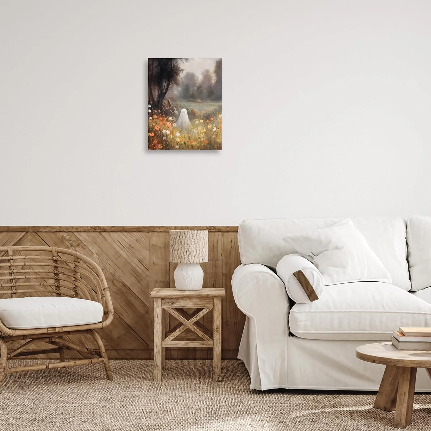 Stupell Industries Ghost in Peaceful Flower Meadow Canvas Wall Art Design by Jo Moulton, 16 x 20
