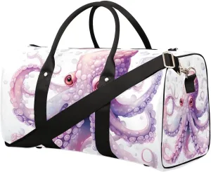 Stylish Octopus Pattern Travel Duffel Bag for Women Men Waterproof Foldable Overnight Weekender Bag Large Capacity Sports Gym Bag