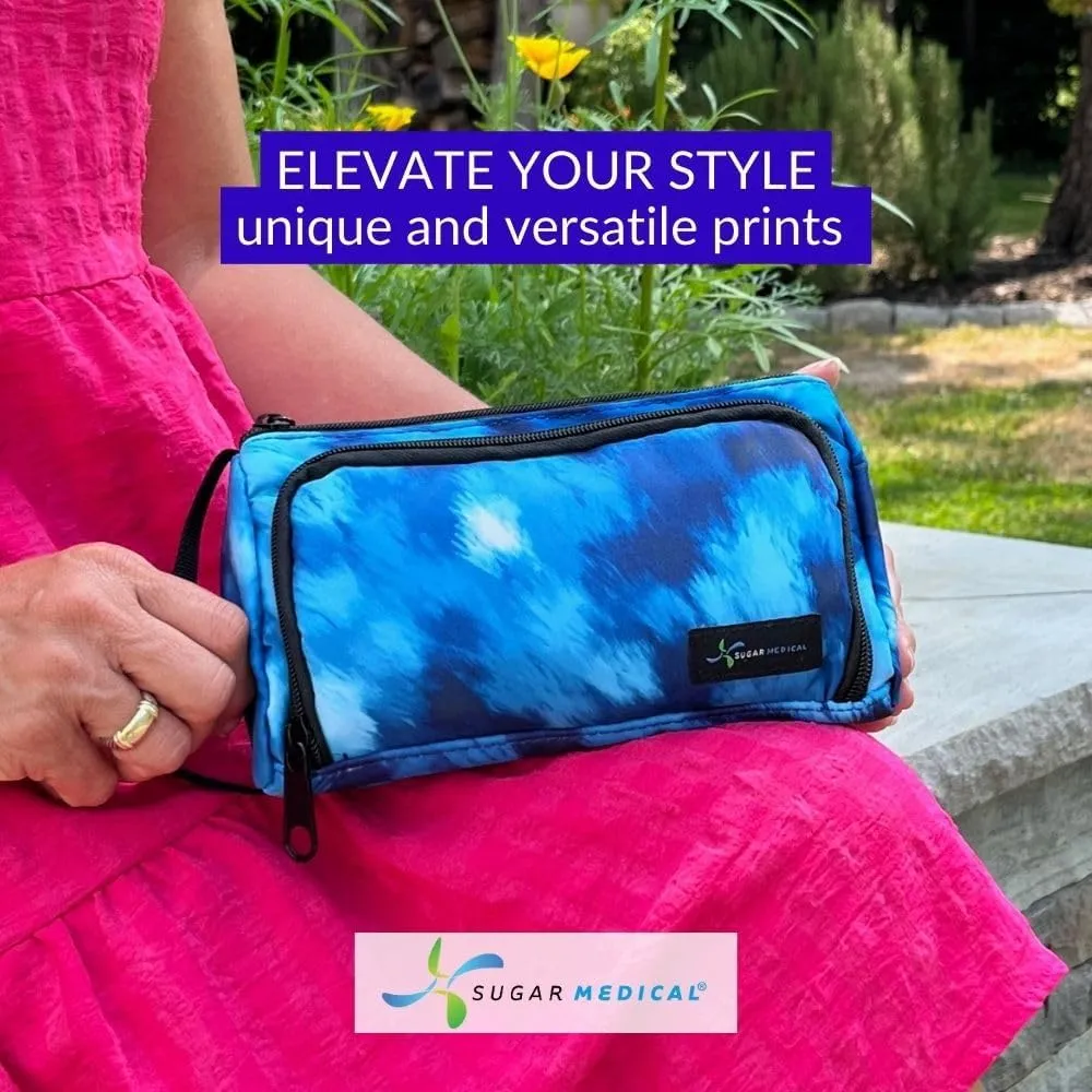Sugar Medical Insulated Diabetes Insulin Pen Case Organizer – Diabetic Travel Bag for Insulin Pens, Glucose Meter & Supplies with Ice Pack (Waves)