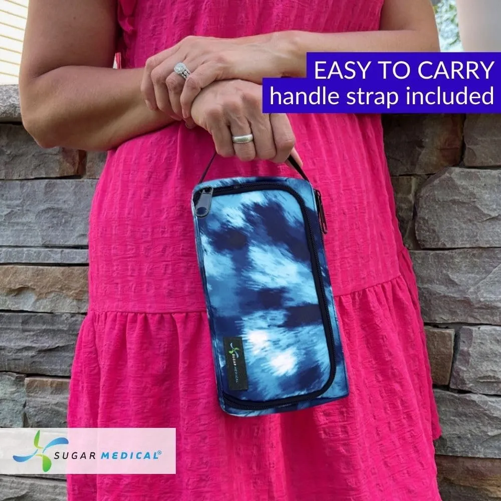 Sugar Medical Insulated Diabetes Insulin Pen Case Organizer – Diabetic Travel Bag for Insulin Pens, Glucose Meter & Supplies with Ice Pack (Waves)