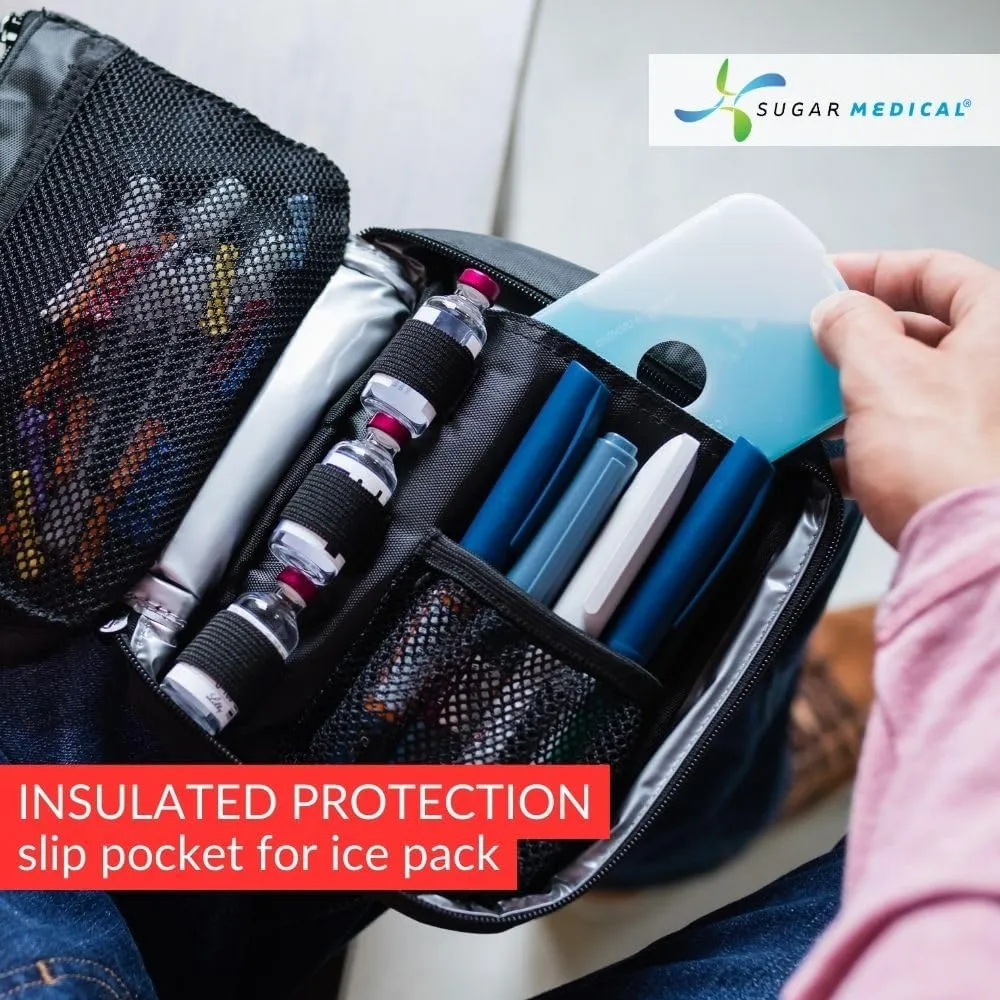 Sugar Medical Insulated Diabetes Organizer | Diabetes Supply Case | Diabetic Care Products | Diabetic Supplies Travel Case | Insulin Pen Case | Glucose Meter Case