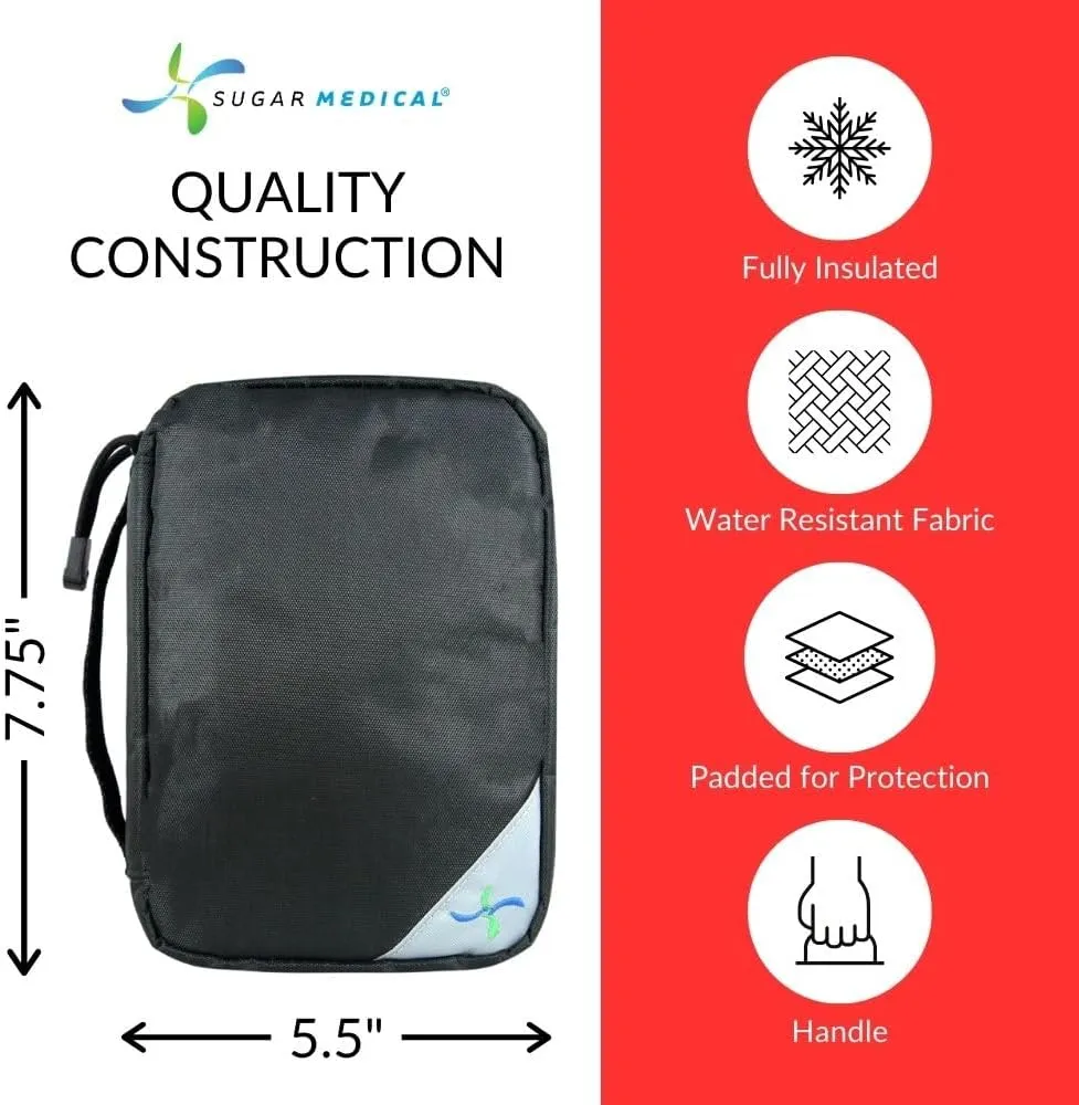 Sugar Medical Insulated Diabetes Organizer | Diabetes Supply Case | Diabetic Care Products | Diabetic Supplies Travel Case | Insulin Pen Case | Glucose Meter Case