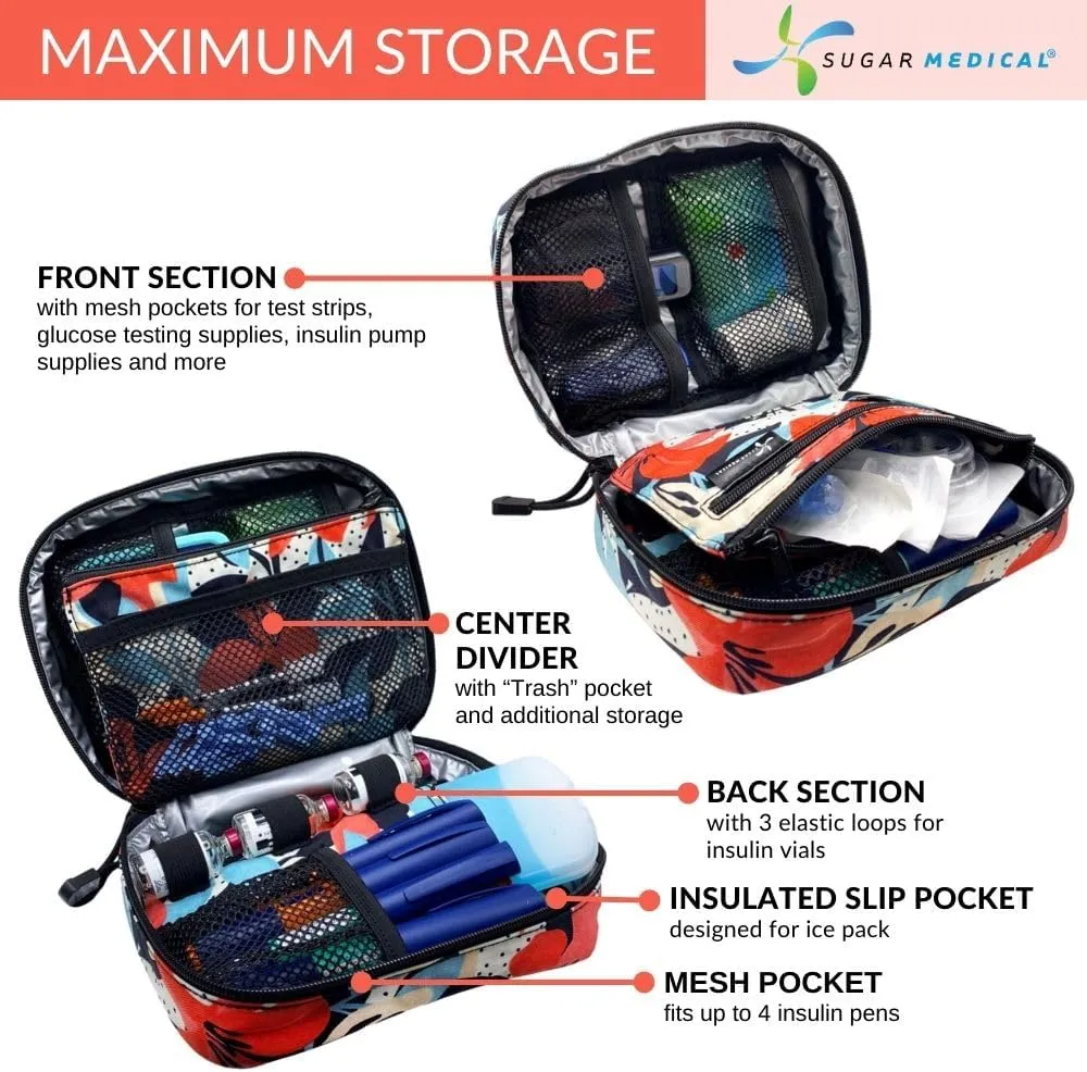 Sugar Medical Insulated Diabetes Organizer | Diabetes Supply Case | Diabetic Care Products | Diabetic Supplies Travel Case | Insulin Pen Case | Glucose Meter Case