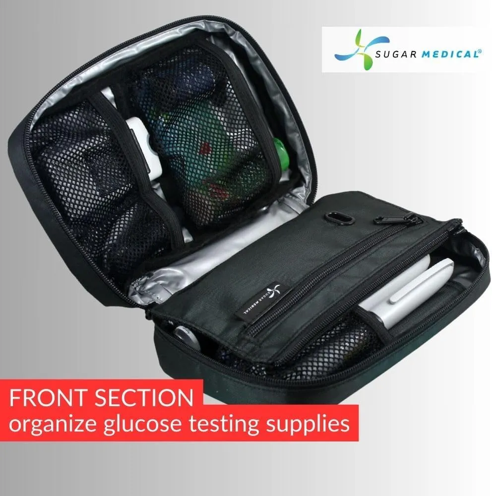 Sugar Medical Insulated Diabetes Organizer | Diabetes Supply Case | Diabetic Care Products | Diabetic Supplies Travel Case | Insulin Pen Case | Glucose Meter Case