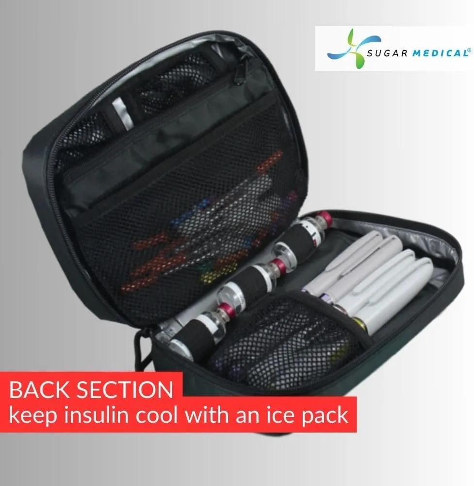 Sugar Medical Insulated Diabetes Organizer | Diabetes Supply Case | Diabetic Care Products | Diabetic Supplies Travel Case | Insulin Pen Case | Glucose Meter Case