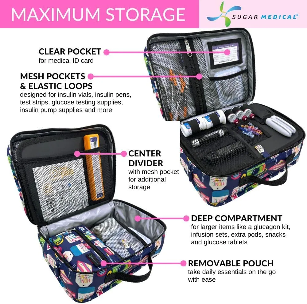 Sugar Medical Insulated Diabetes Travel Bag | Diabetic Care Products | Diabetic Supplies Case | Glucose Meter Case
