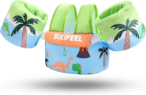 SULIFEEL Kids Swim Vest Toddler Floaties for 20-66 Pounds Girls and Boys, with Removable Arm Water Wings for Children Ages 2 3 4 5 6 Years Old
