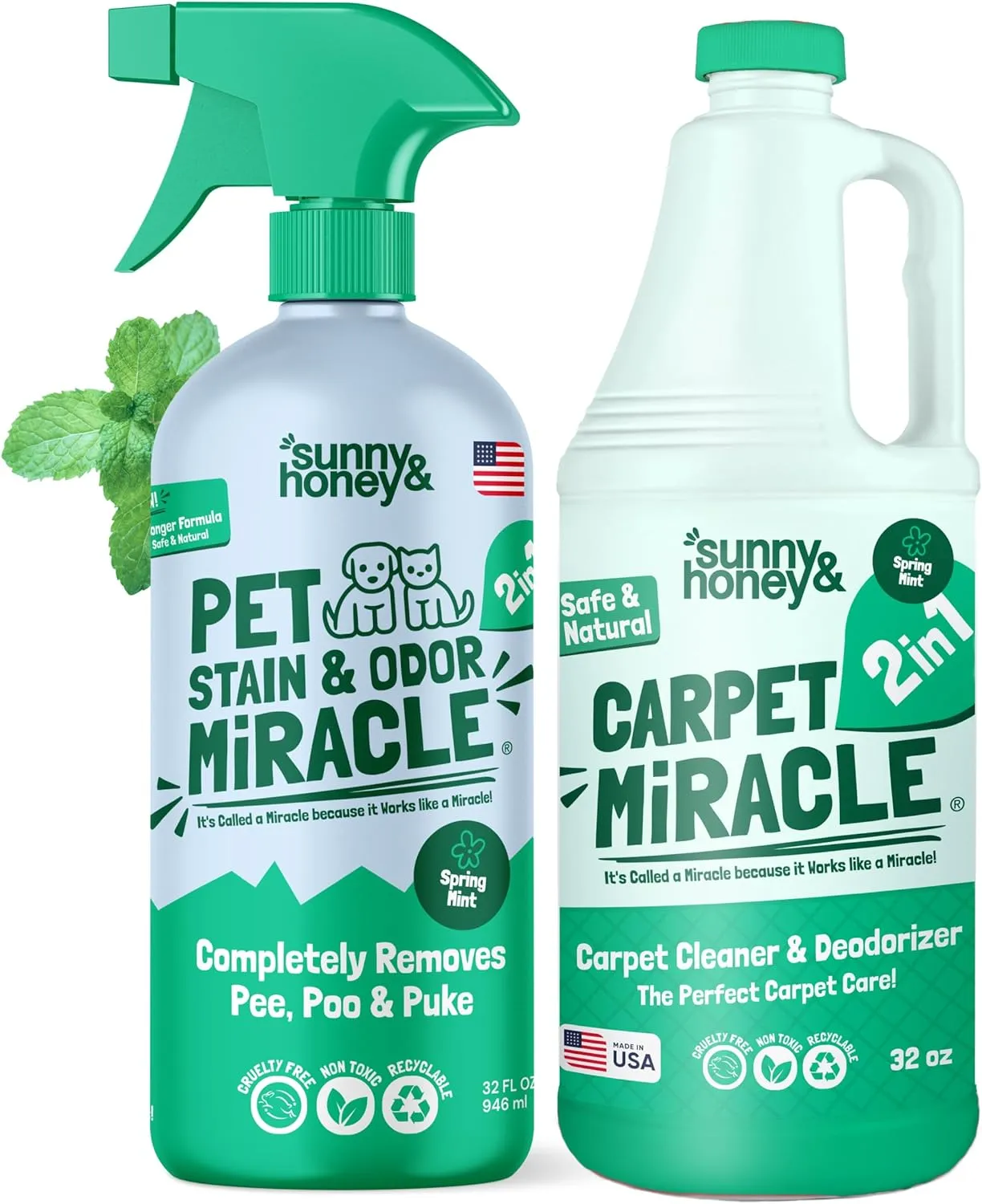 Sunny & Honey Carpet Miracle and Pet Stain & Odor Miracle Bundle