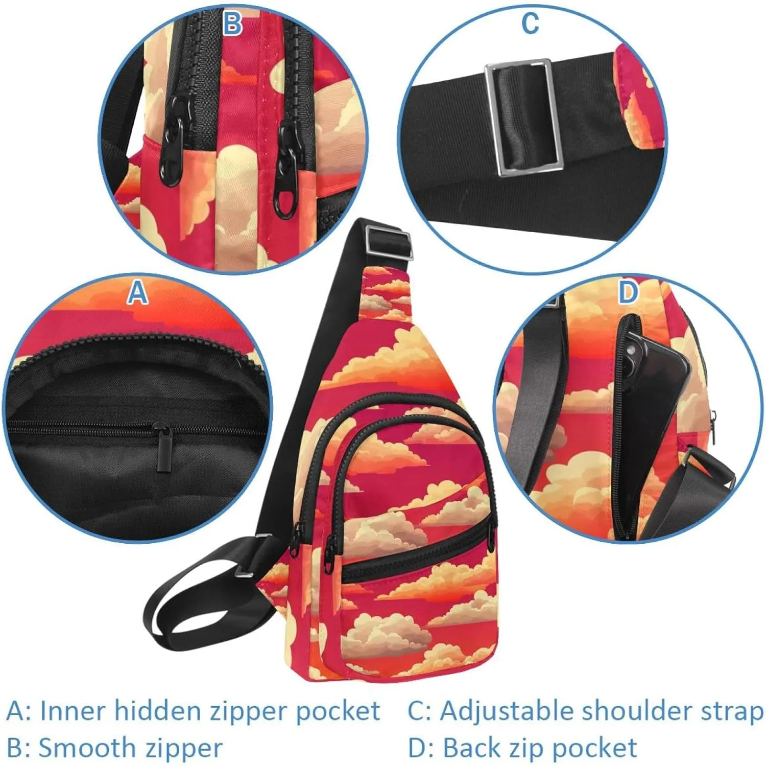 sunrise clouds (2) Sling Bag for Women Travel Shoulder Bag Chest Bag