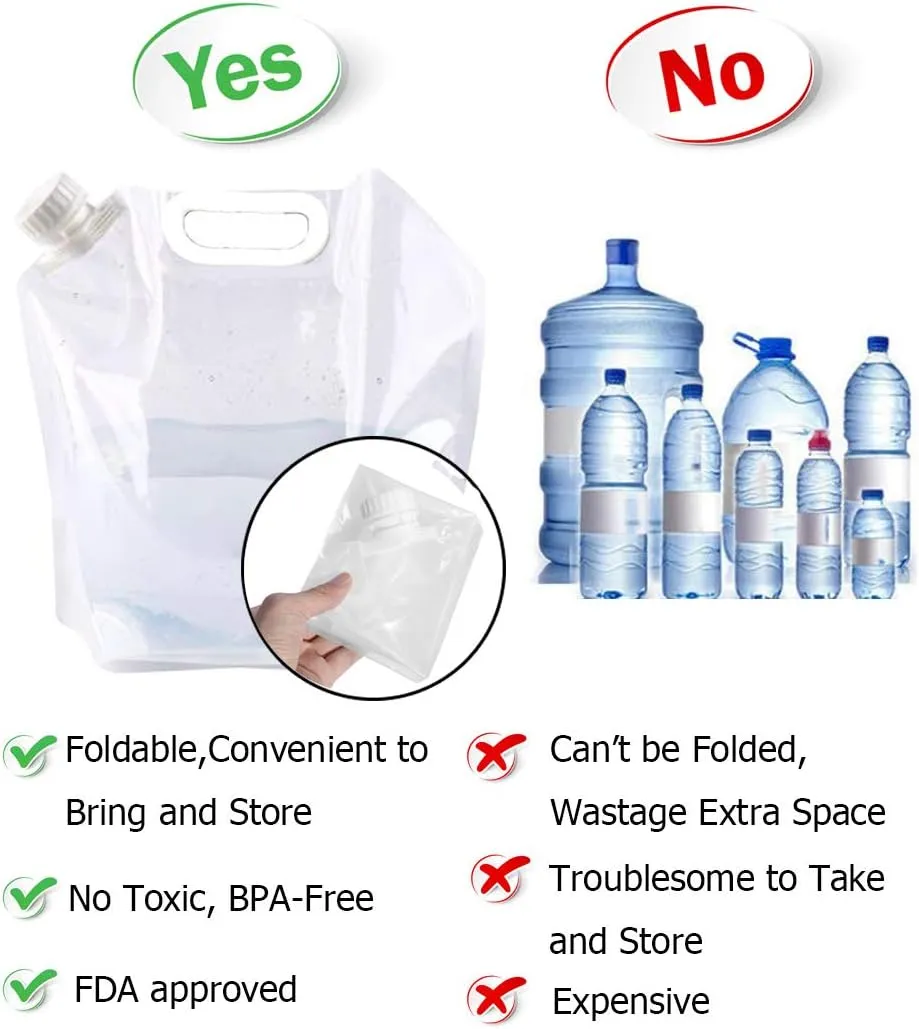 SUPANT Collapsible Emergency Water Jug Container Bag, Freezable, BPA Free Plastic Water Carrier Tank, Outdoor Folding Water Bag for Sport Camping Riding Mountaineer Backoacking, Food Grade