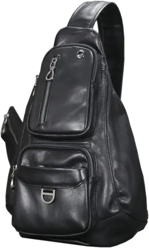 Super Soft Leather Men's Chest Bag Multi-functional Men's -shoulder Bao Layer Cowhide Crossbody Bag