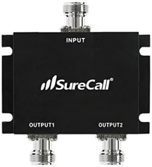 SureCall 2-Way Splitter Ultra-Wideband UWB 600-2700 MHz High Performance with N-Female Connectors, Black