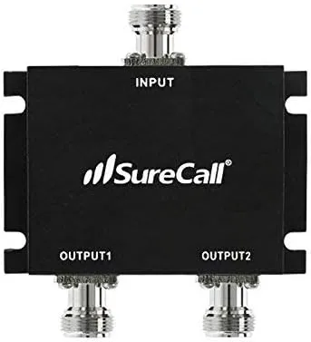 SureCall 2-Way Splitter Ultra-Wideband UWB 600-2700 MHz High Performance with N-Female Connectors, Black