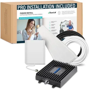 SureCall Fusion Install Cell Phone Signal Booster with Pro Installation, 5G/4G LTE Verizon AT&T Sprint T-Mobile, Home Install Bundle with Yagi Panel Antennas, Multi-User, FCC Approved, USA Company