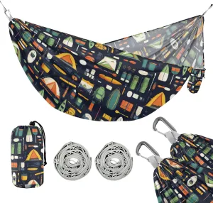 susiyo Portable Camping Hammock Camping Gear Printed Lightweight Hammock Comfortable Travel Swing with Tree Straps for Camping Hiking Backpacking Travel or Beach - Up to 330lbs