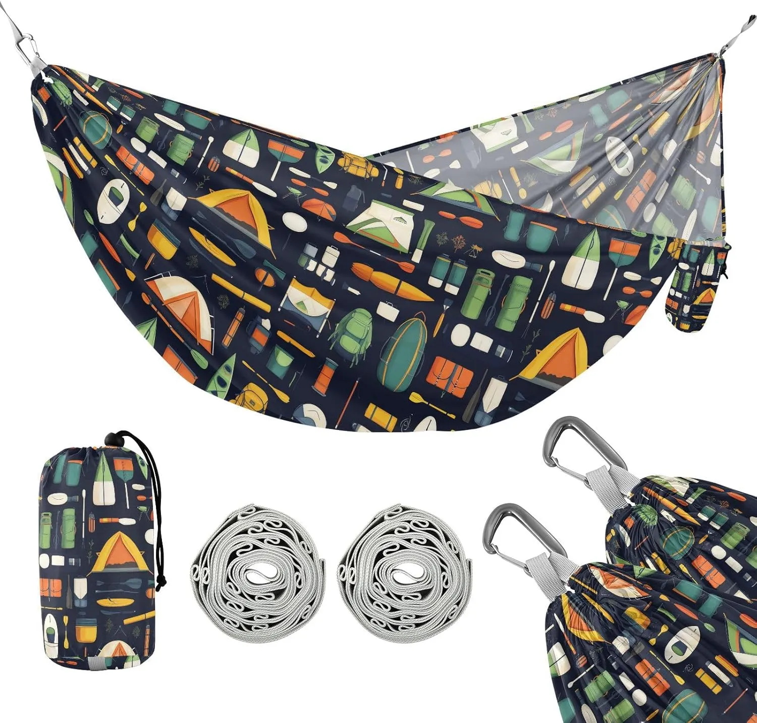susiyo Portable Camping Hammock Camping Gear Printed Lightweight Hammock Comfortable Travel Swing with Tree Straps for Camping Hiking Backpacking Travel or Beach - Up to 330lbs