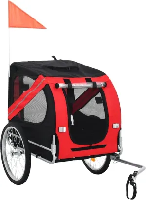 SVRCK Durable Red and Black Pet Bike Trailer with Quick-Release Hitch, Foldable Design, Safety Features