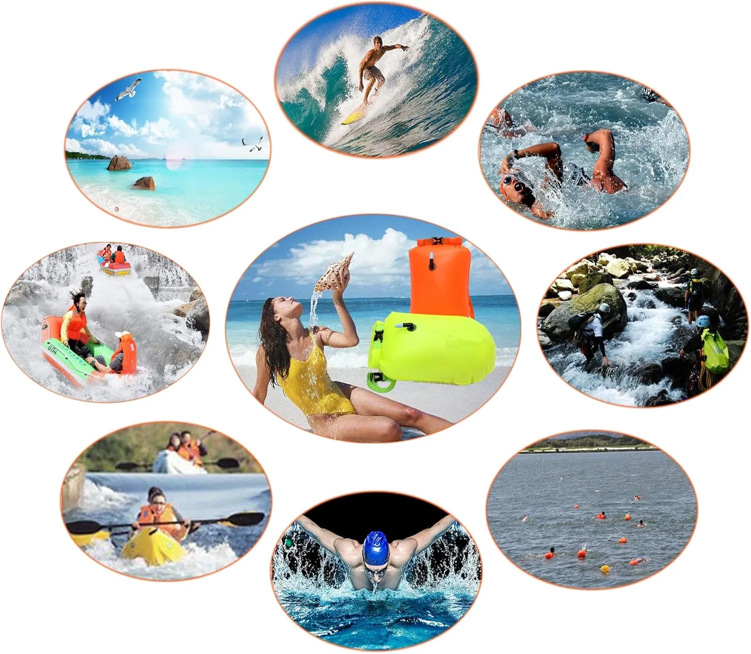 Swim Buoy,20L Storage Swimming Life-Saving Dry Drift Bag for Open Water Swimmers, Triathletes, Kayakers and Snorkelers, Highly Visible Buoy Float for Safe Swim Training