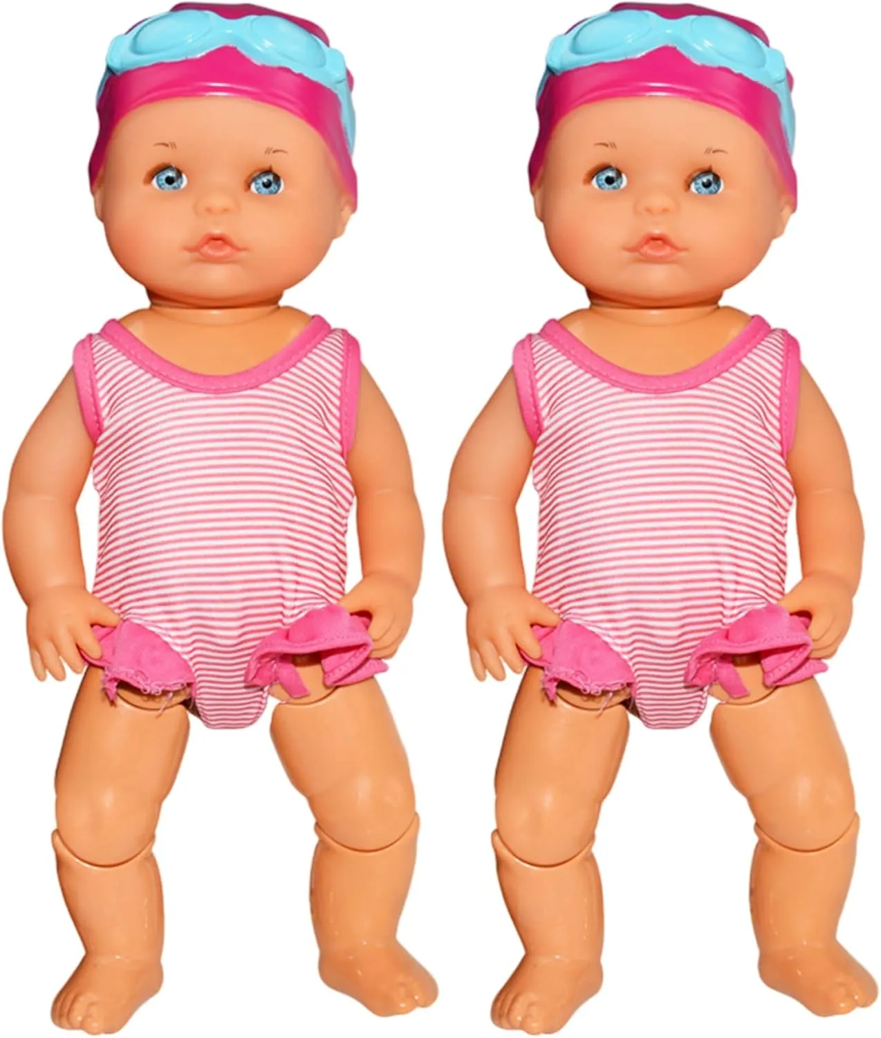 Swimming Baby Doll with Movable Joint 2Pcs Battery Powered Interactive Cute Realistic Waterproof Baby Doll with Detachable Suit for Pool Bathtub, Not Include Battery.