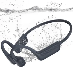 Swimming Headphones-Bone Conduction Headphones, IP68 Waterproof Open Earphones, Bluetooth 5.4 Underwater Sport Earbuds with 32 GB MP3 Memory for Swimming, Running, Cycling, Gym-Gray