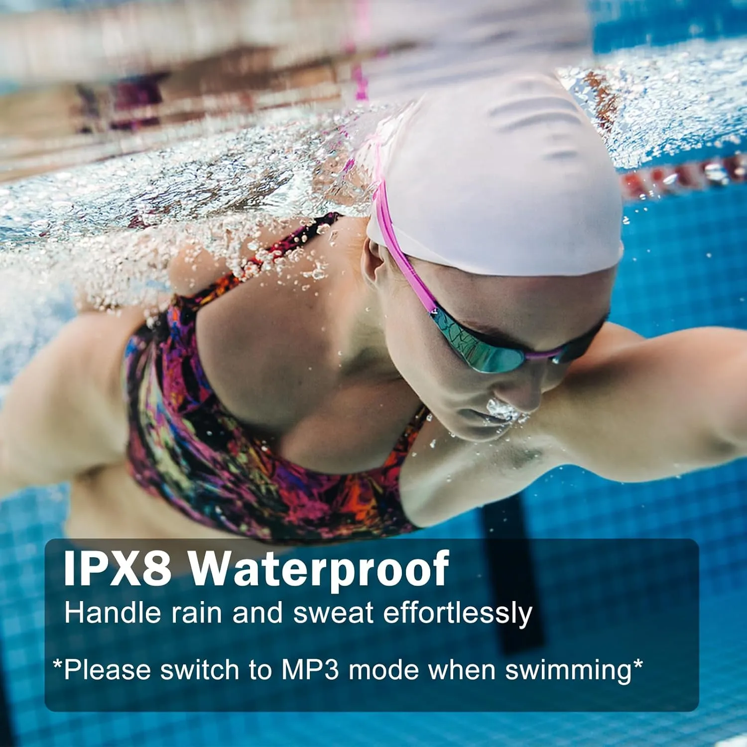 Swimming Headphones-Bone Conduction Headphones, IP68 Waterproof Open Earphones, Bluetooth 5.4 Underwater Sport Earbuds with 32 GB MP3 Memory for Swimming, Running, Cycling, Gym-Gray