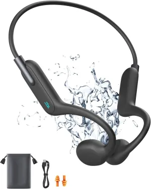 Swimming Headphones,Bone Conduction Headphones Bluetooth Wireless Open Ear Waterproof & Lightweight Long Battery Life,Black