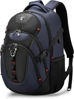 Swissdigital Design Men Business Backpack with Smart USB Charging Port Travel Backpack Fits 15.6 inches laptops（SD803-12）