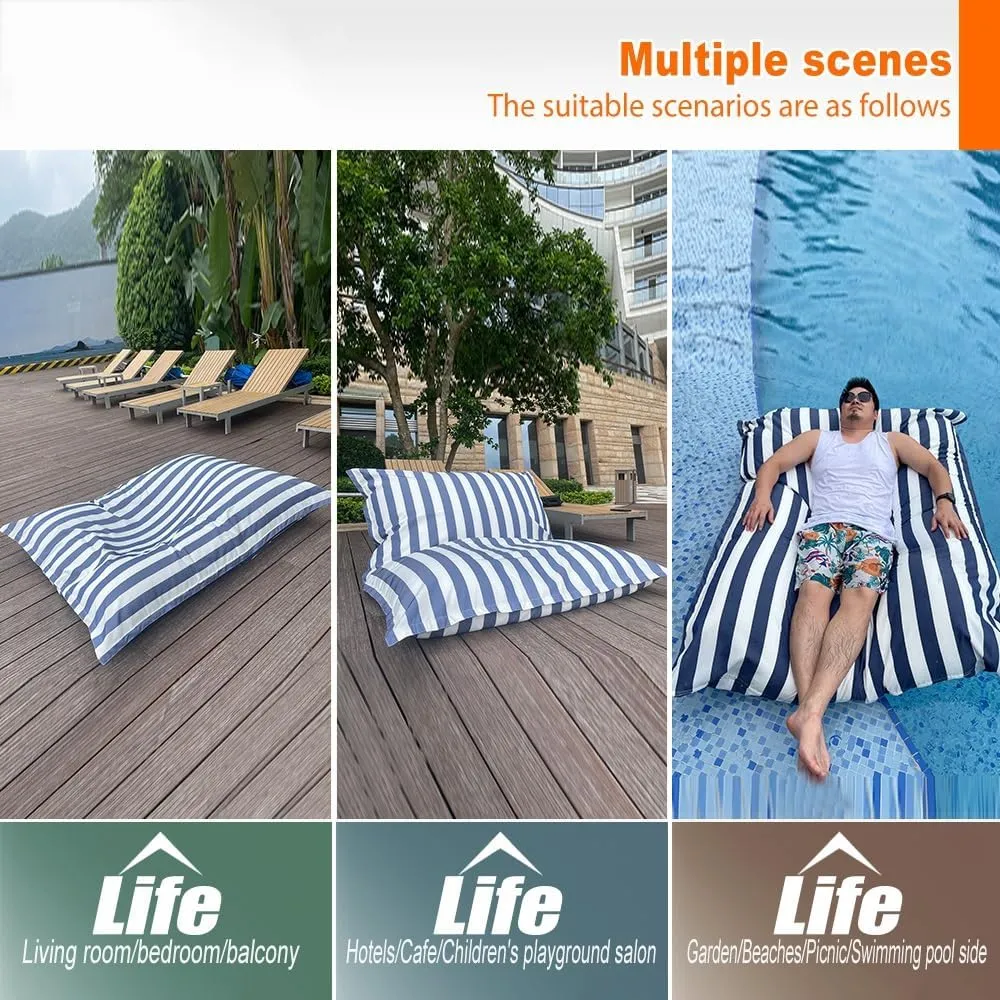 SXBCyan 140x180cm Floating Bean Bag Cover for Swimming Pool with Inner Liner No Filler -Reusable Bean Bag for Swimming- Floating Bean Bags Pouf Cover Home Outdoor Garden Beach Camp(Lightt purple)
