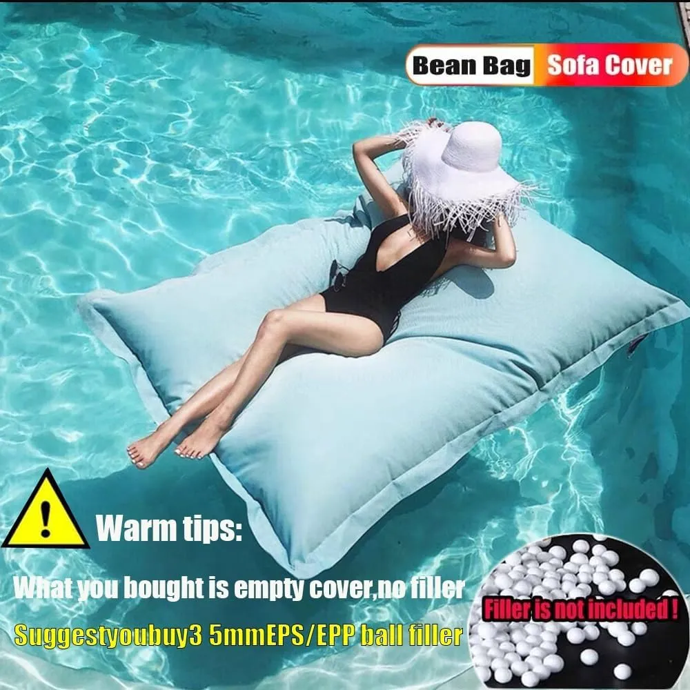 SXBCyan Outdoor Weatherproof Bean Bag Chair No Filler Weather Resistant UV-Protected Oxford Bean Bag Cover Garden Beach Swimming Pool Floating Beanbag Pouf Chair Kids Adults(Lake Green,140x180cm)