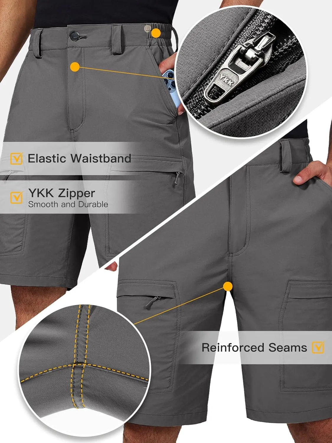 Tactical Cargo Shorts for Men Quick-Dry Lightweight Work Shorts with 7 Pockets,Durable Hiking Outdoor Short