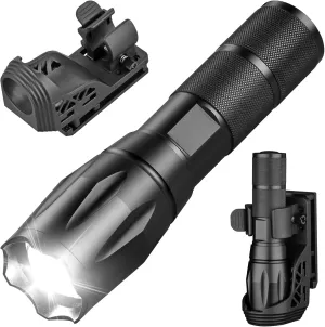 Tactical Flashlight with Holster, Super Bright 1200LM Powerful Flashlight with Holster for Duty Belt, 5 Modes Zoomable Waterproof Portable Small Led Flashlight for Camping, Night Riding