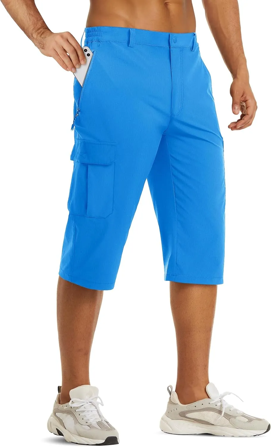 TACVASEN Men's Capri Pants Cargo Long Shorts Quick Dry Lightweight 3/4 Pants Below Knee Summer Hiking Work