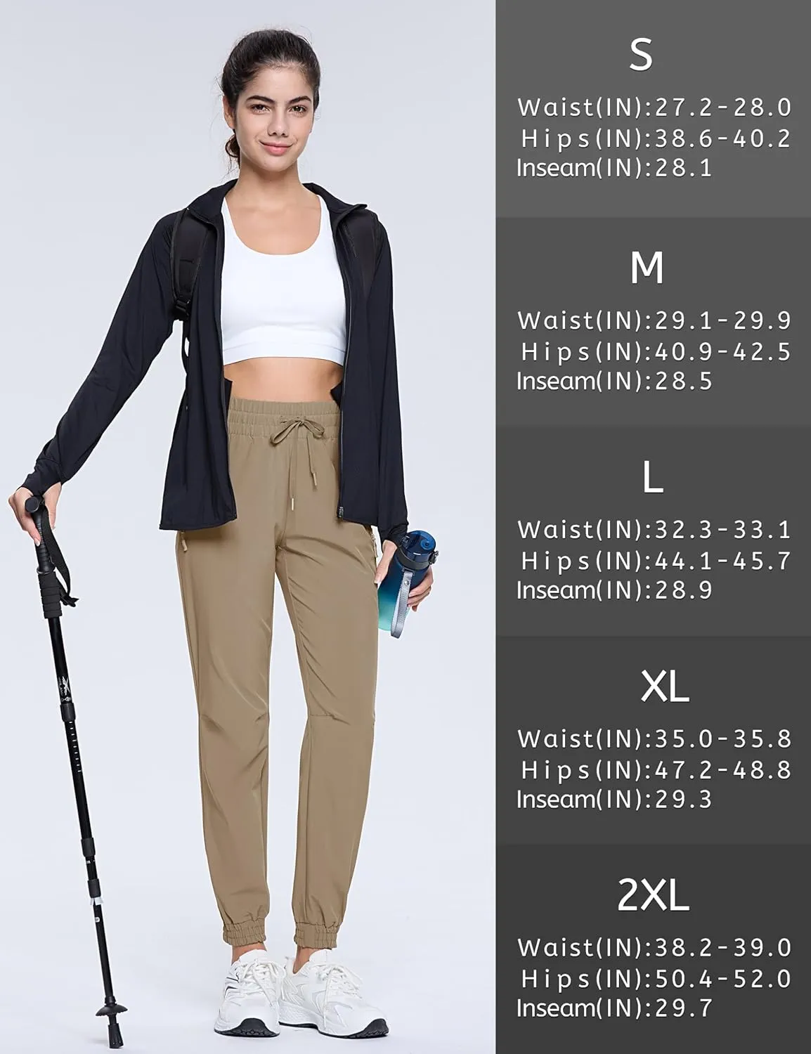 TACVASEN Women's Joggers Lightweight Quick Dry Hiking Pants with Pockets Athletic Travel Workout Summer Water Resistant