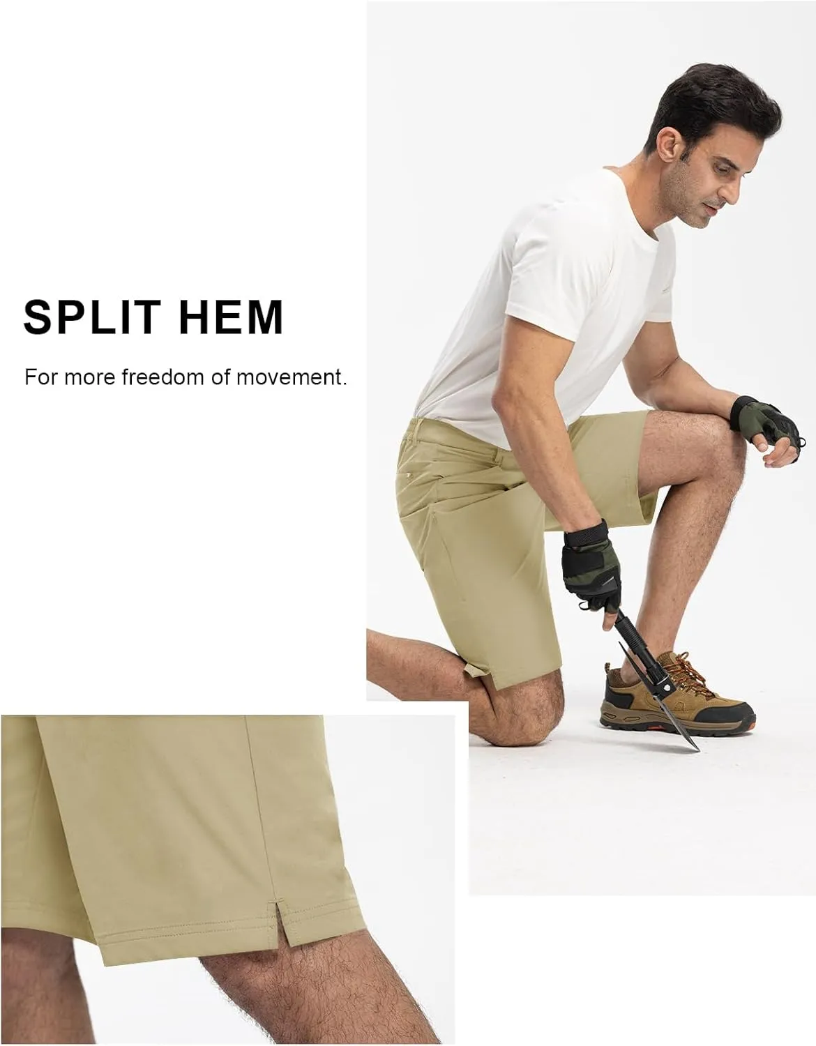 TBMPOY Men's Golf Dress Shorts Stretch Elastic Waist 11" Quick Dry Lightweight Travel Casual Shorts 5 Pockets Travel Casual