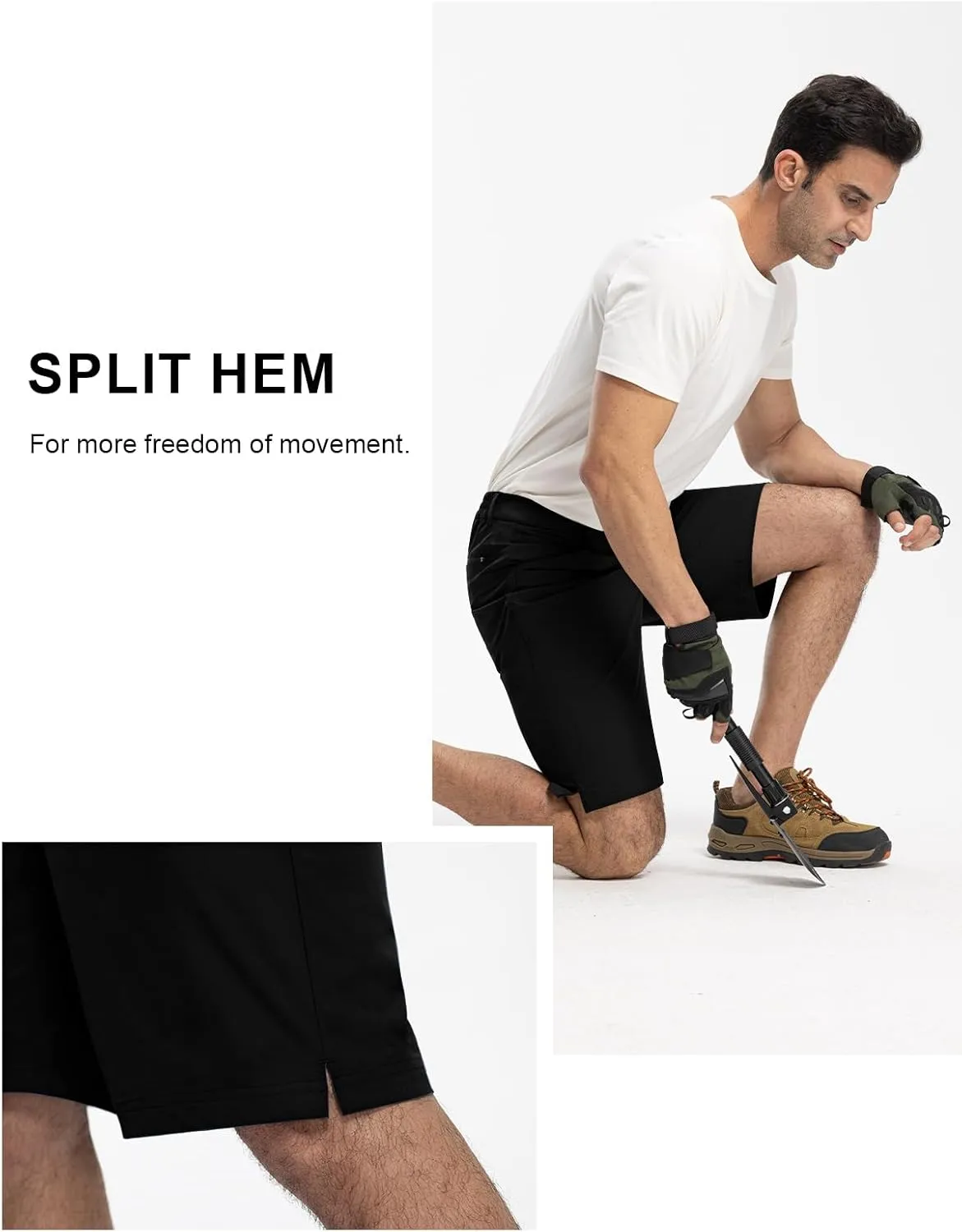 TBMPOY Men's Golf Dress Shorts Stretch Elastic Waist 11" Quick Dry Lightweight Travel Casual Shorts 5 Pockets Travel Casual