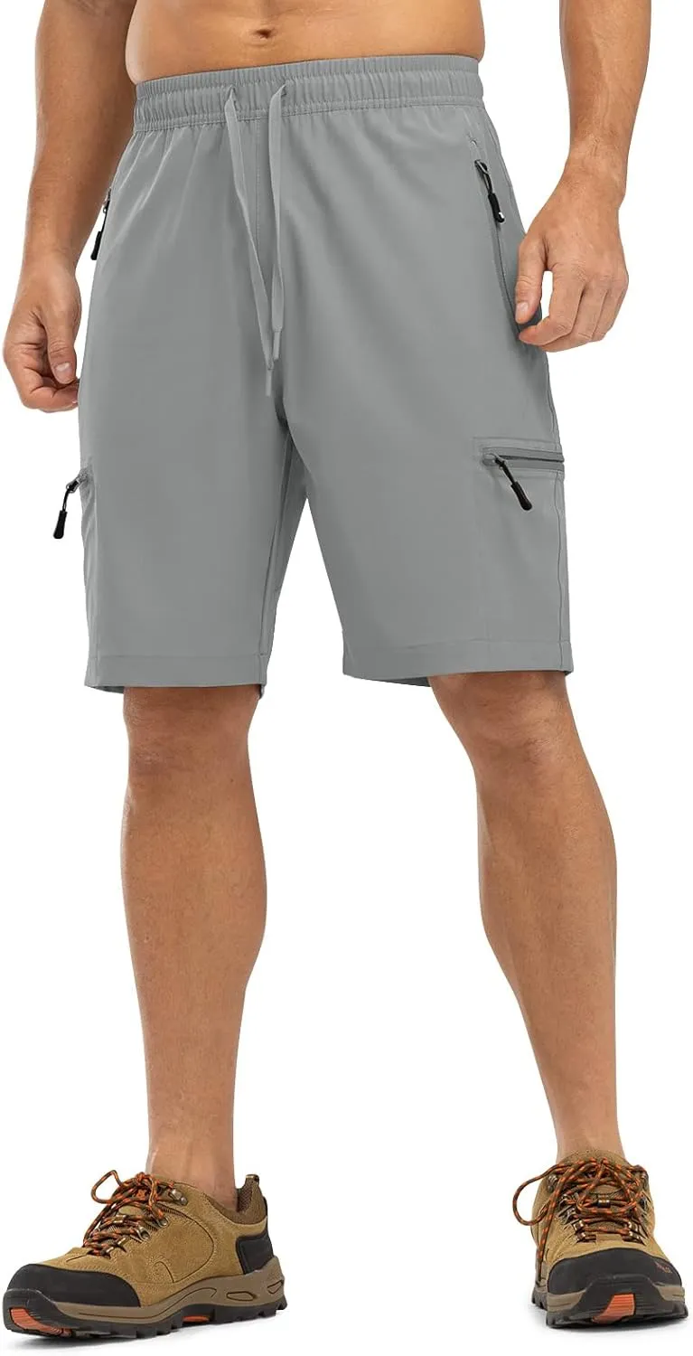 TBMPOY Men's Hiking Shorts with 5 Zip Pockets 9'' Lightweight Outdoor Work Athletic Travel Short for Men Casual Running
