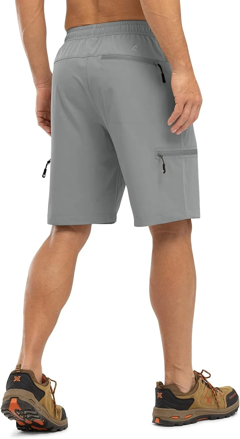 TBMPOY Men's Hiking Shorts with 5 Zip Pockets 9'' Lightweight Outdoor Work Athletic Travel Short for Men Casual Running