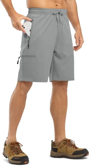 TBMPOY Men's Hiking Shorts with 5 Zip Pockets 9'' Lightweight Outdoor Work Athletic Travel Short for Men Casual Running