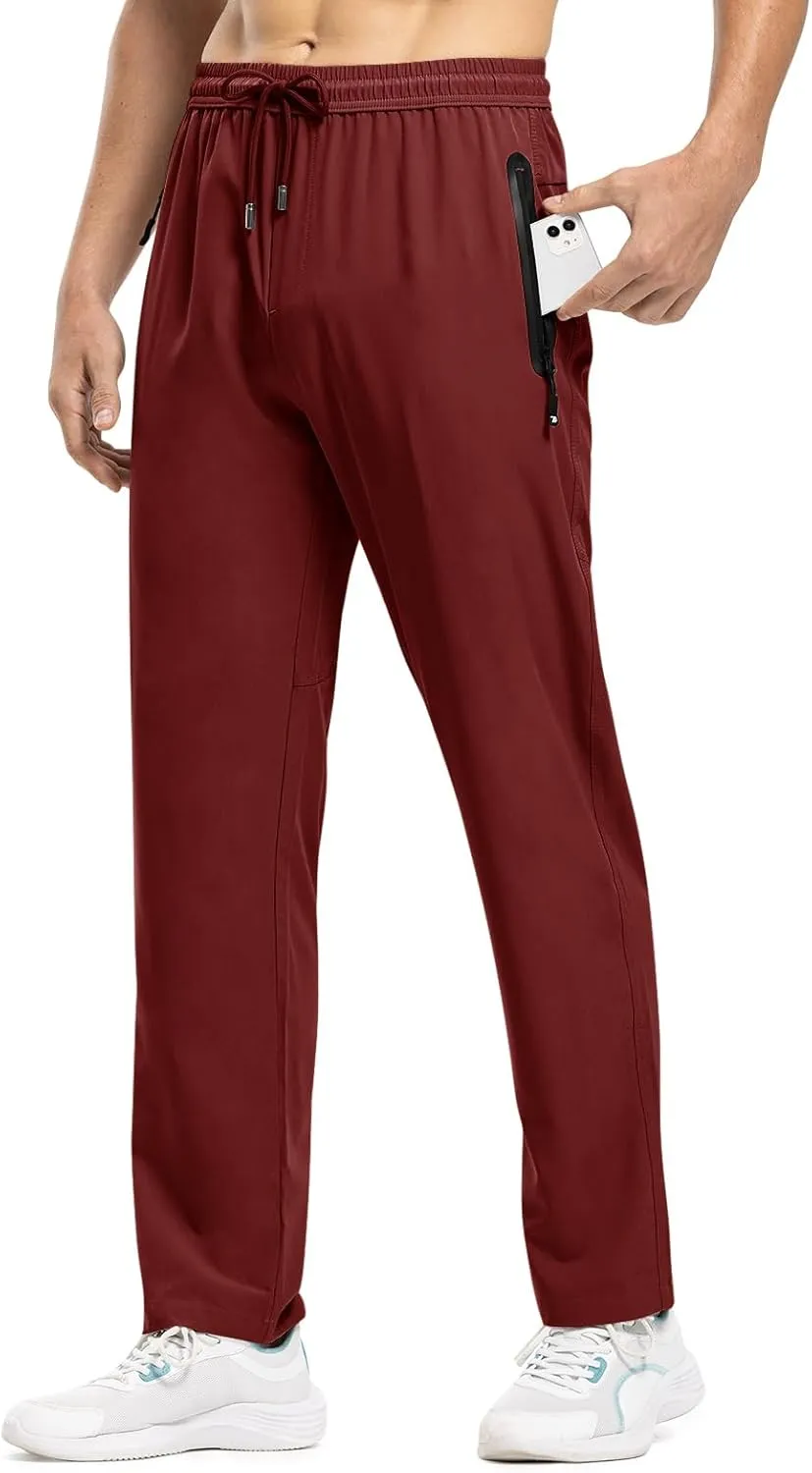 TBMPOY Men's Lightweight Hiking Travel Pants Breathable Athletic Fishing Active Joggers Zipper Pockets