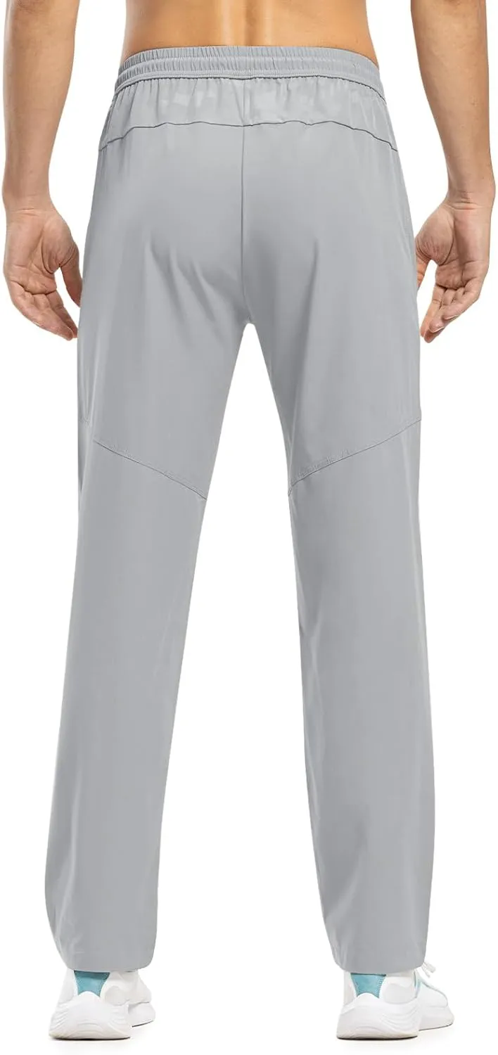 TBMPOY Men's Lightweight Hiking Travel Pants Breathable Athletic Fishing Active Joggers Zipper Pockets