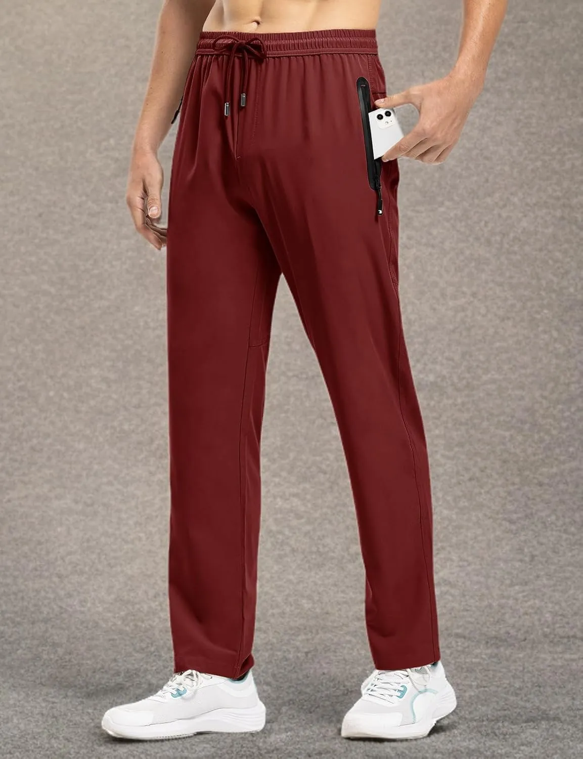 TBMPOY Men's Lightweight Hiking Travel Pants Breathable Athletic Fishing Active Joggers Zipper Pockets
