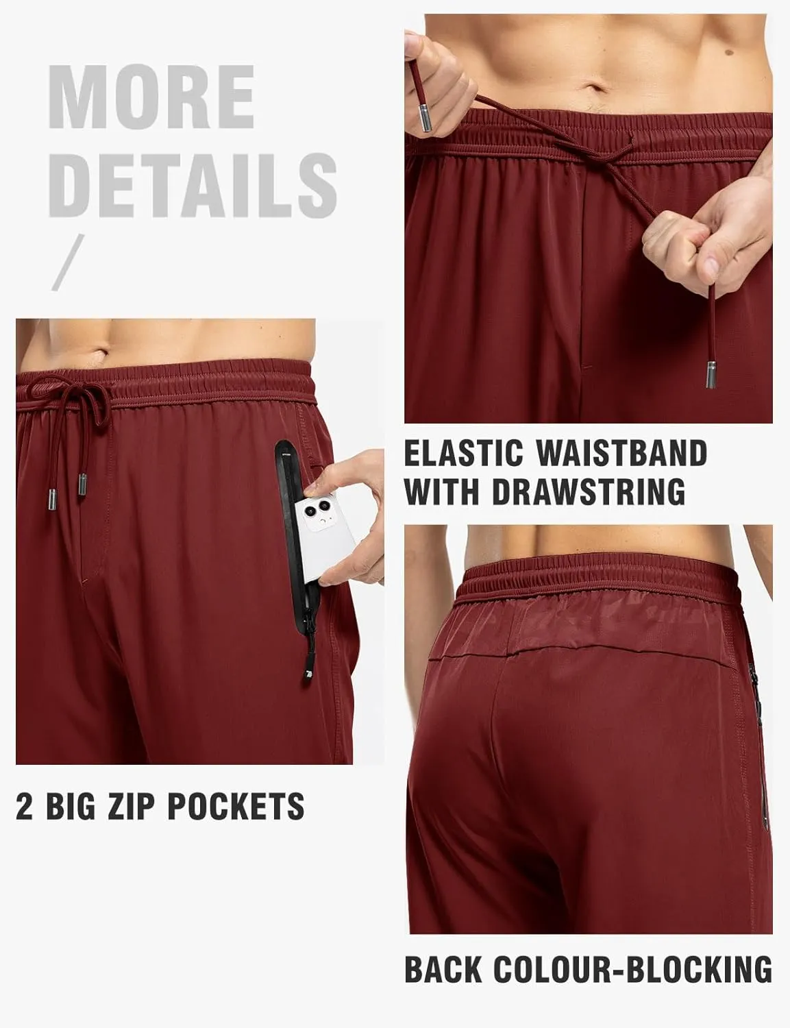TBMPOY Men's Lightweight Hiking Travel Pants Breathable Athletic Fishing Active Joggers Zipper Pockets