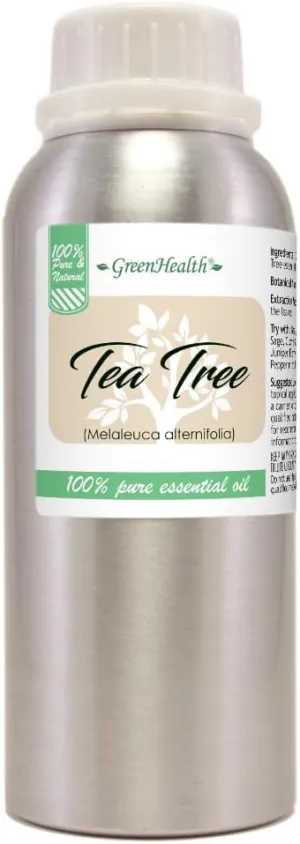 Tea Tree Essential Oil – 8 fl oz (237 ml) Aluminum Bottle w/Plug Cap – 100% Pure Essential Oil, Uncut – GreenHealth